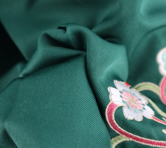 卒業式袴単品レンタル[刺繍]緑色に花の刺繍[身長148-152cm]No.834
